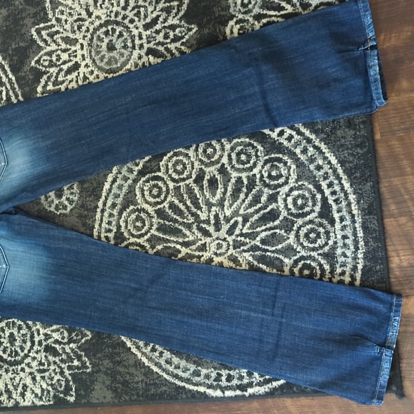 REROCK FOR EXPRESS Dark Blue Boot Cut Distressed Button Flap Pocket Jeans 4 - Picture 8 of 13